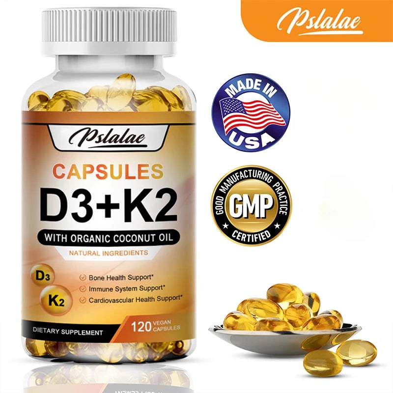 Vitamin D3 + K2 Capsules - Promotes Bone, Dental and Cardiovascular Health and Supports The Immune System
