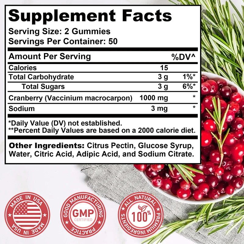 Cranberry Gummies - Kidney Cleansing, Liver Support and Women's Urinary Tract Health