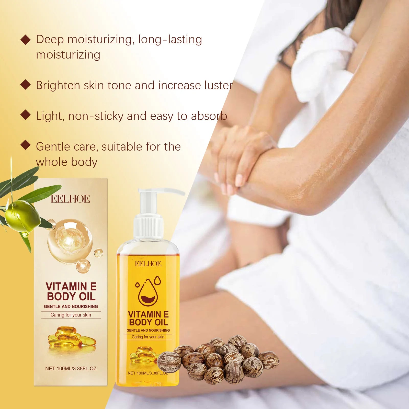 Vitamin E in Oil Moisturizing Skin Care Lightening Firming Body Massager Increase Skin Elasticity Vitamin E for Skin Brightening