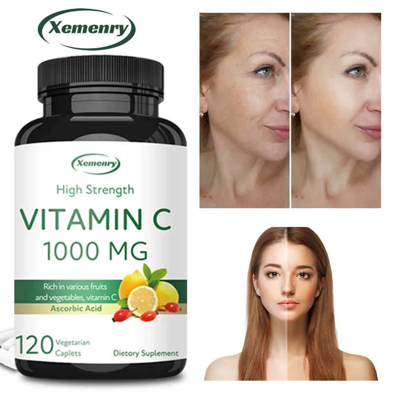 Vitamin C Capsules - Boost Immunity, for Skin, Heart, Teeth Health, Antioxidant, Dietary Supplement